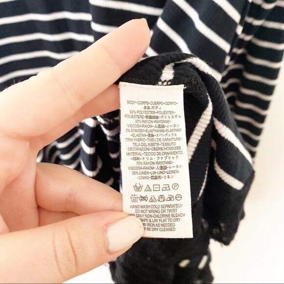 Free People Tangerine Stripe Tee black white sz XS - Picture 7 of 9